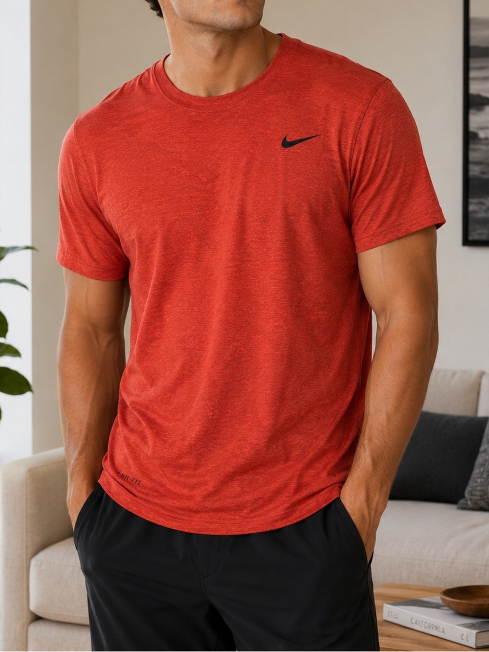 Nike Men’s Orange Heathered Short Sleeve Dri-FIT Tee XL
